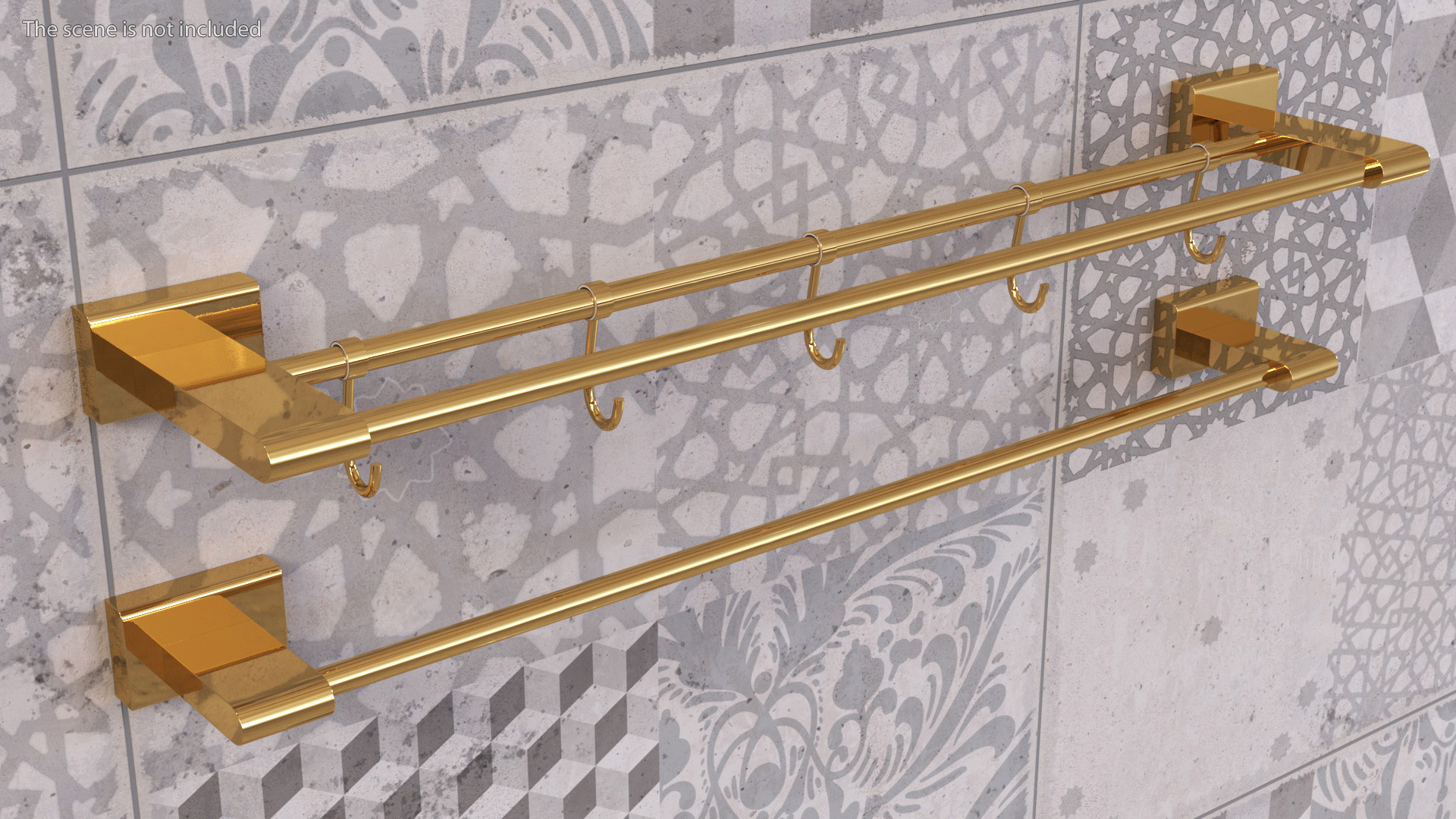 Double Towel Rack Gold 3D