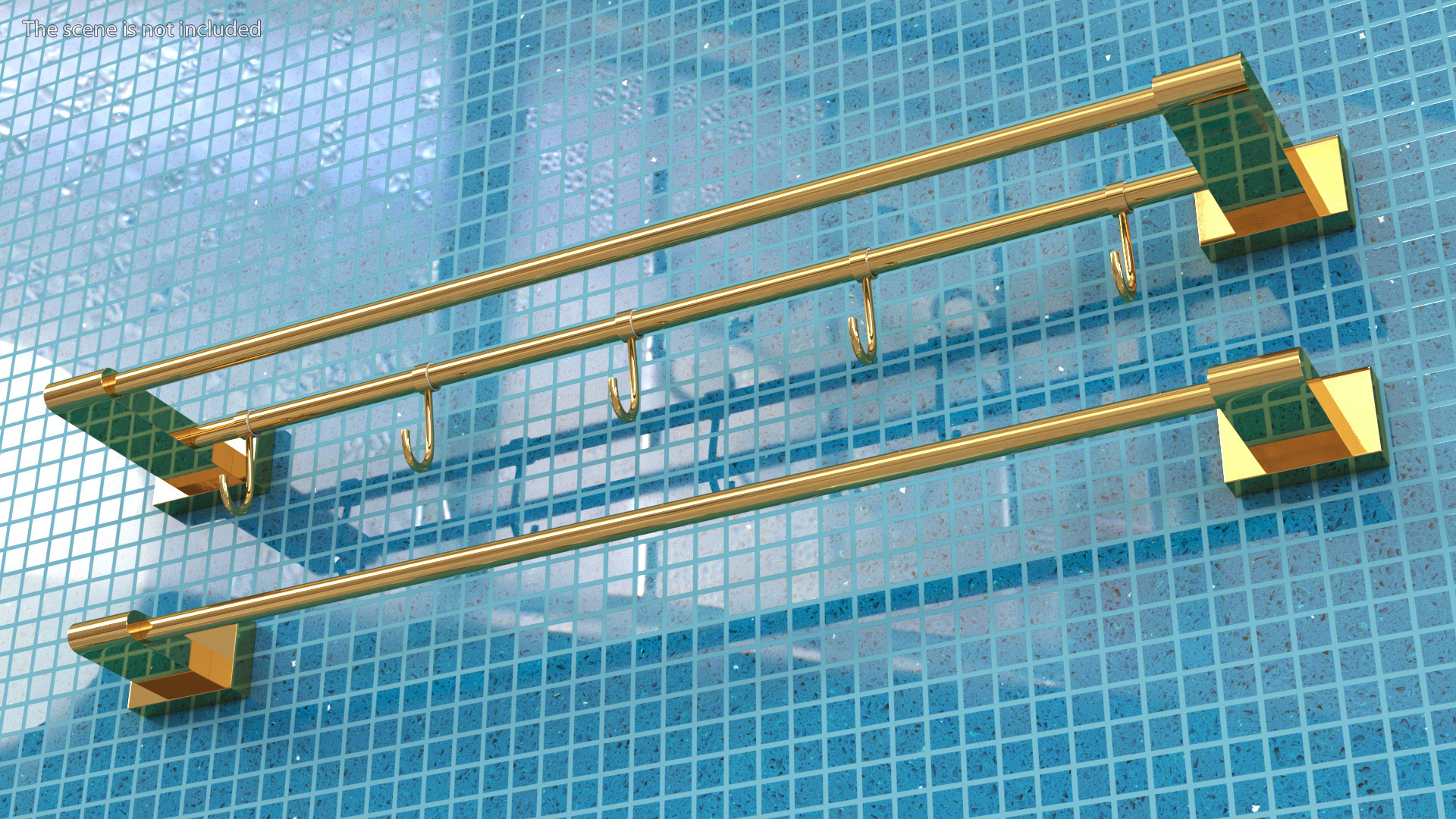 Double Towel Rack Gold 3D
