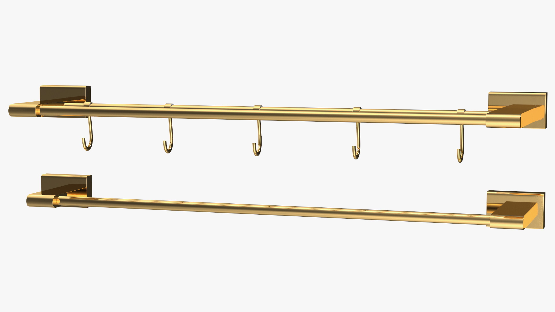 Double Towel Rack Gold 3D