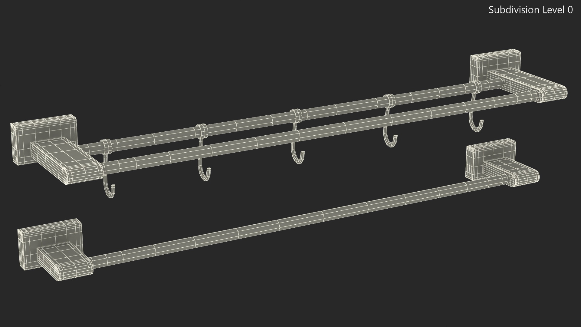 Double Towel Rack Gold 3D