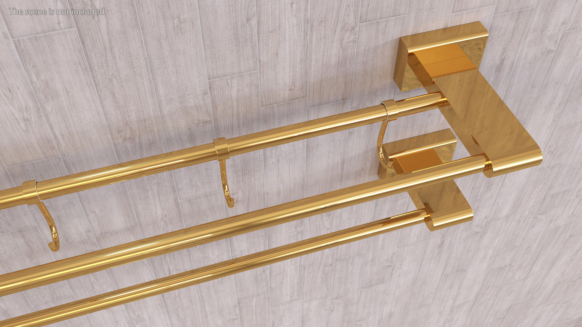 Double Towel Rack Gold 3D