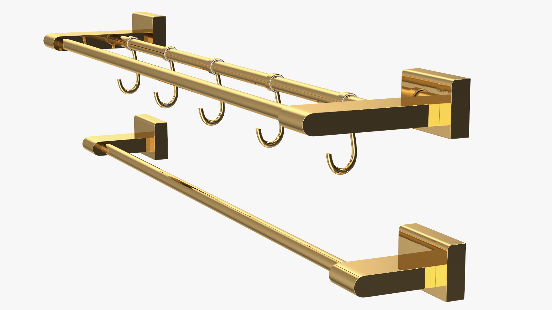 Double Towel Rack Gold 3D