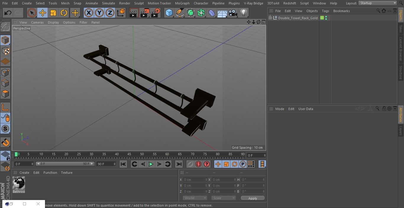 Double Towel Rack Gold 3D