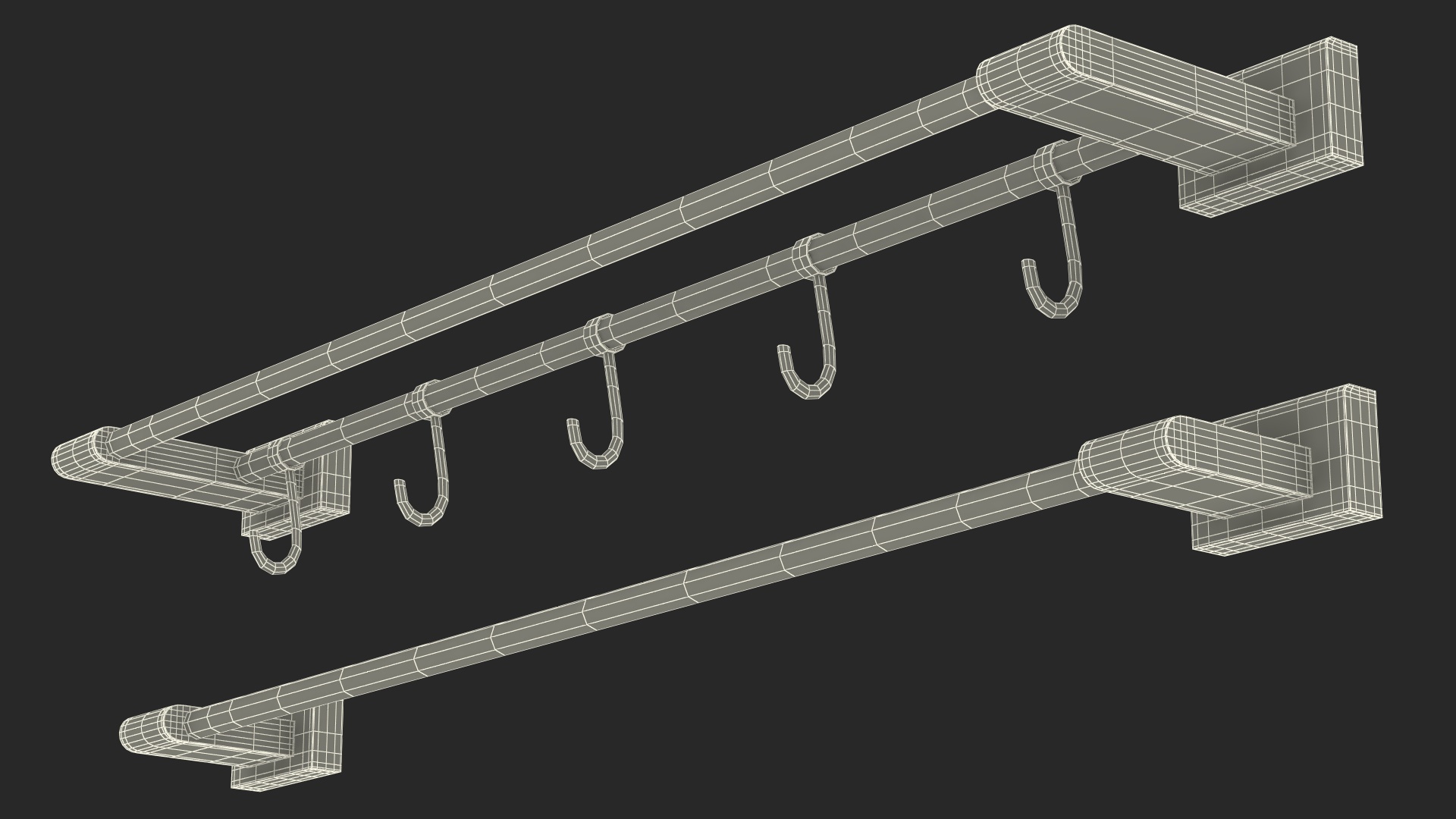 Double Towel Rack Gold 3D