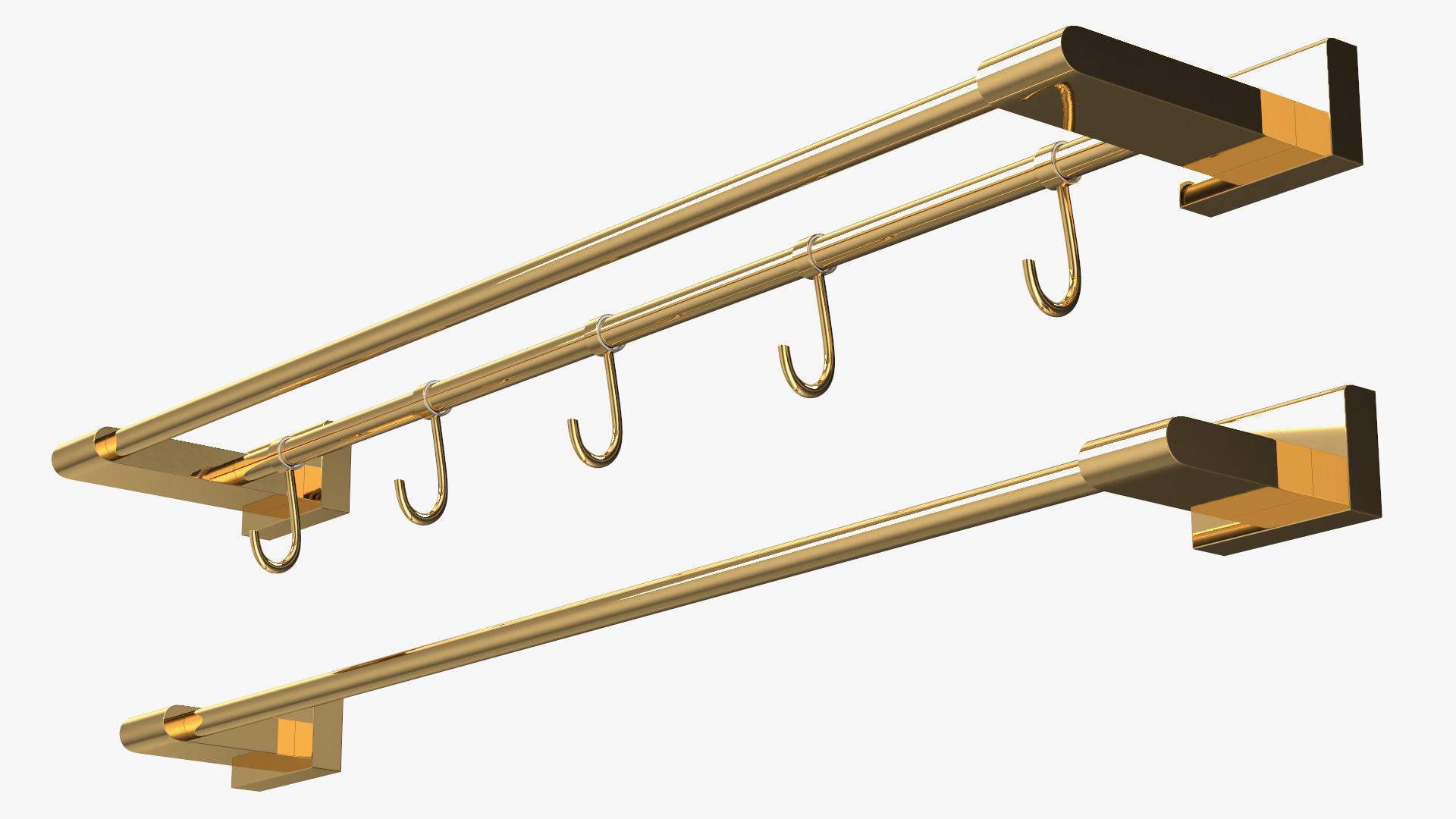 Double Towel Rack Gold 3D