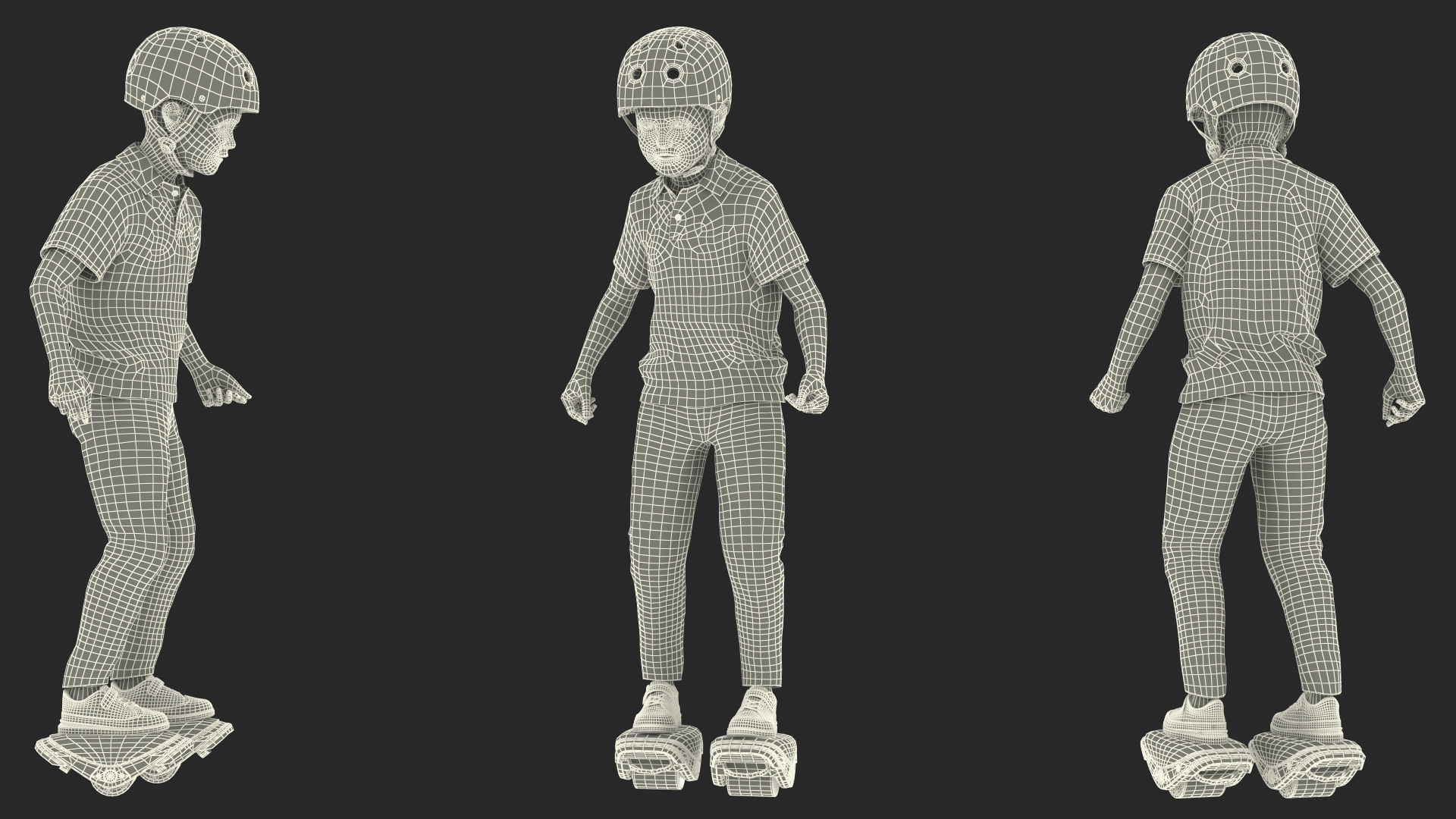 3D model Teenage Boy on Electric Drift Roller Skates Rigged
