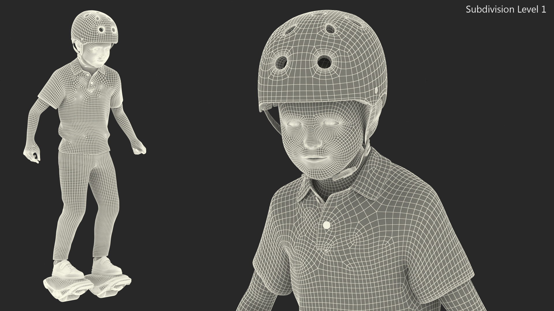 3D model Teenage Boy on Electric Drift Roller Skates Rigged