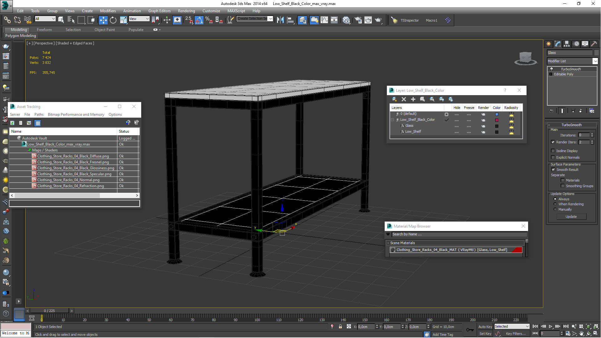 3D Low Shelf Black Color