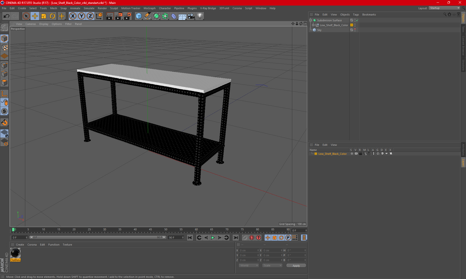 3D Low Shelf Black Color