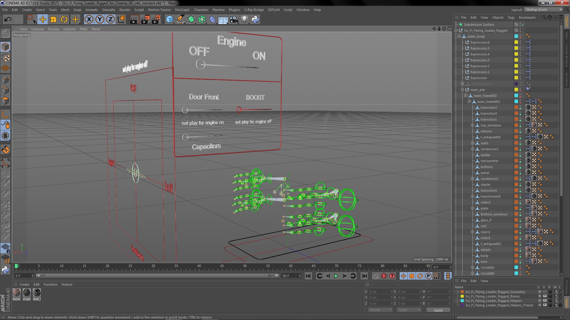 3D Sci Fi Flying Loader Rigged for Cinema 4D