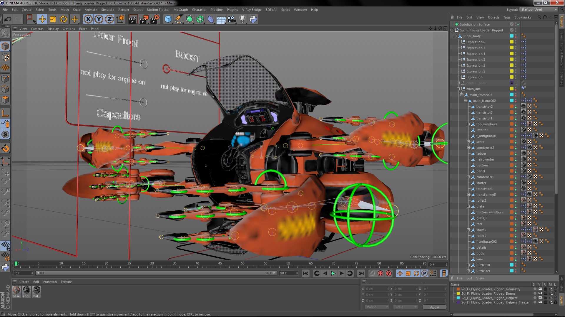 3D Sci Fi Flying Loader Rigged for Cinema 4D