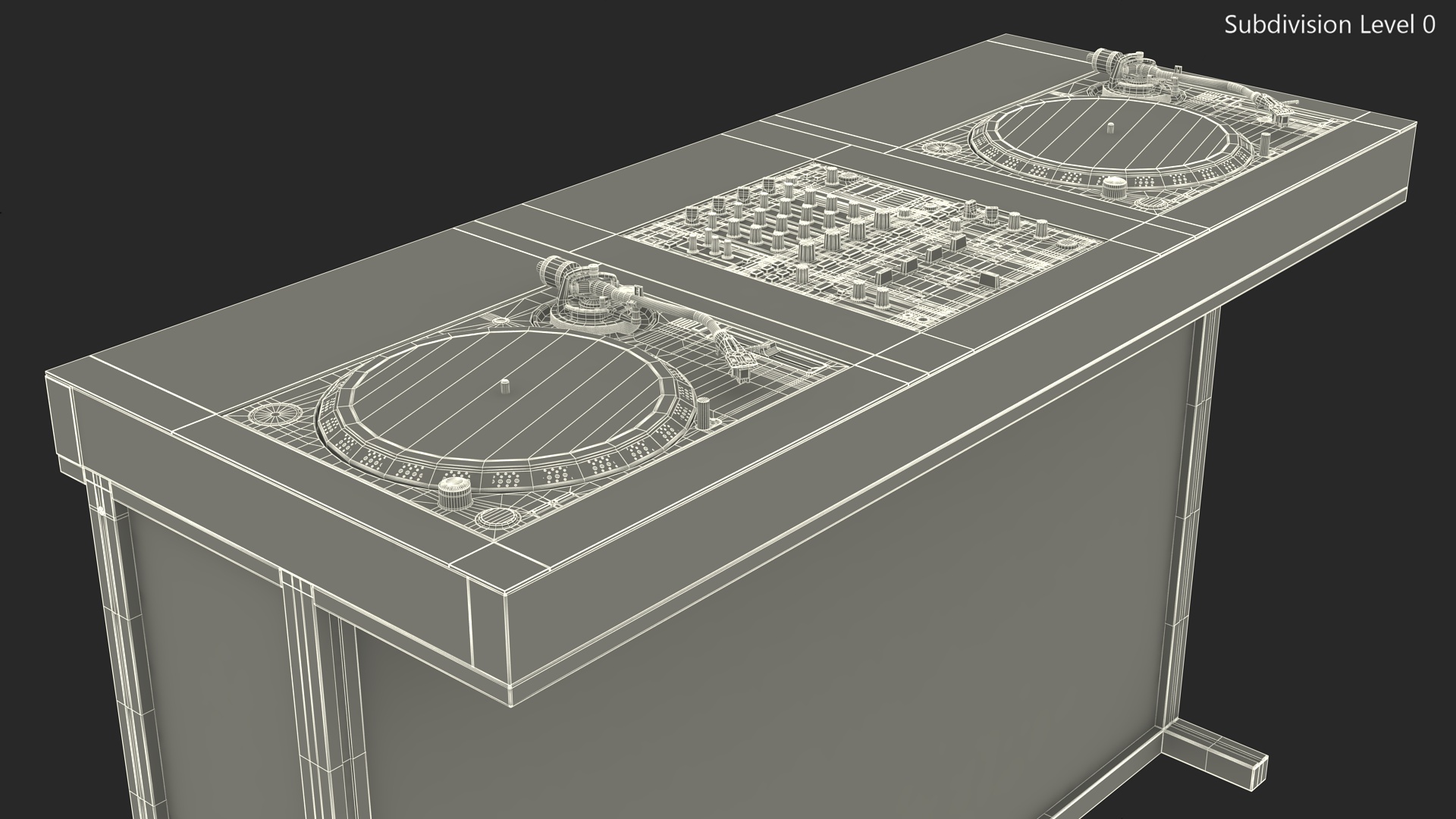 DJ Console with Mixer Pioneer and Purple Lighting 3D model