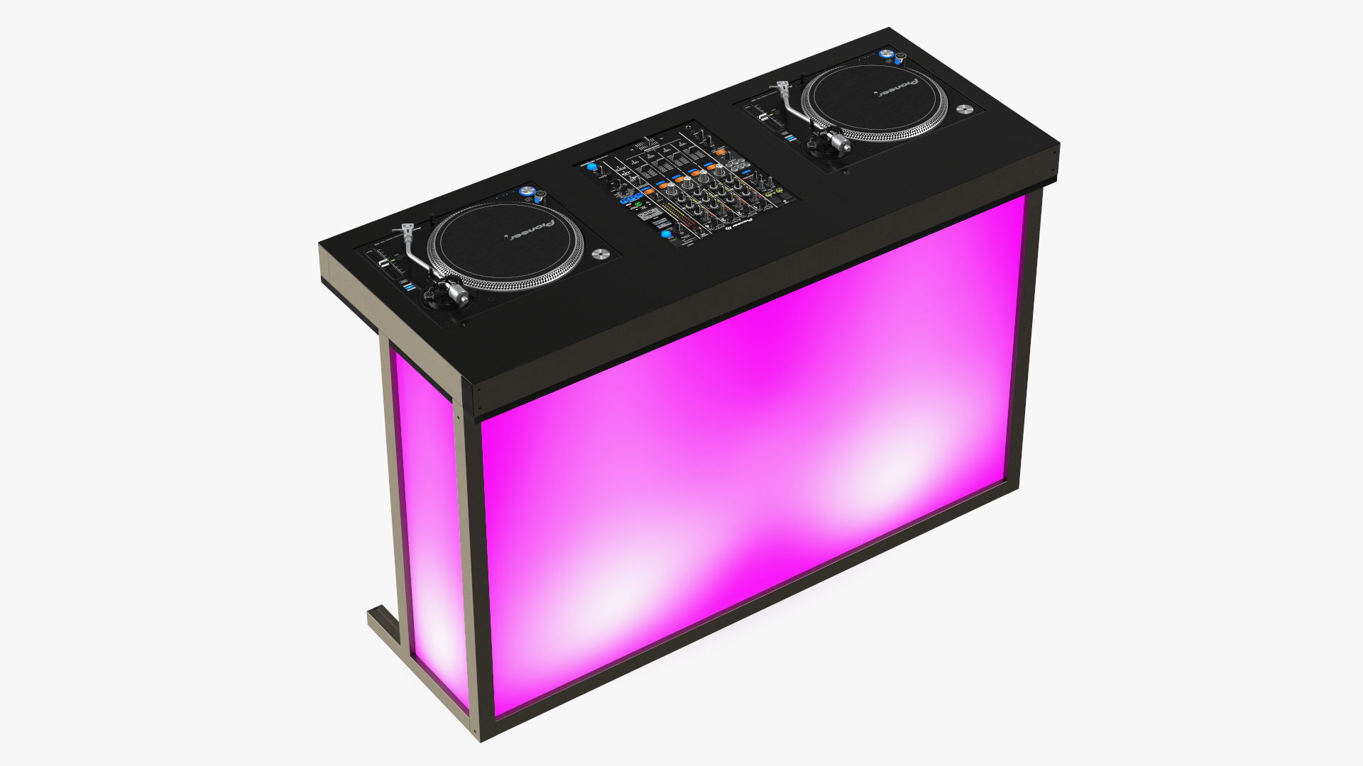 DJ Console with Mixer Pioneer and Purple Lighting 3D model