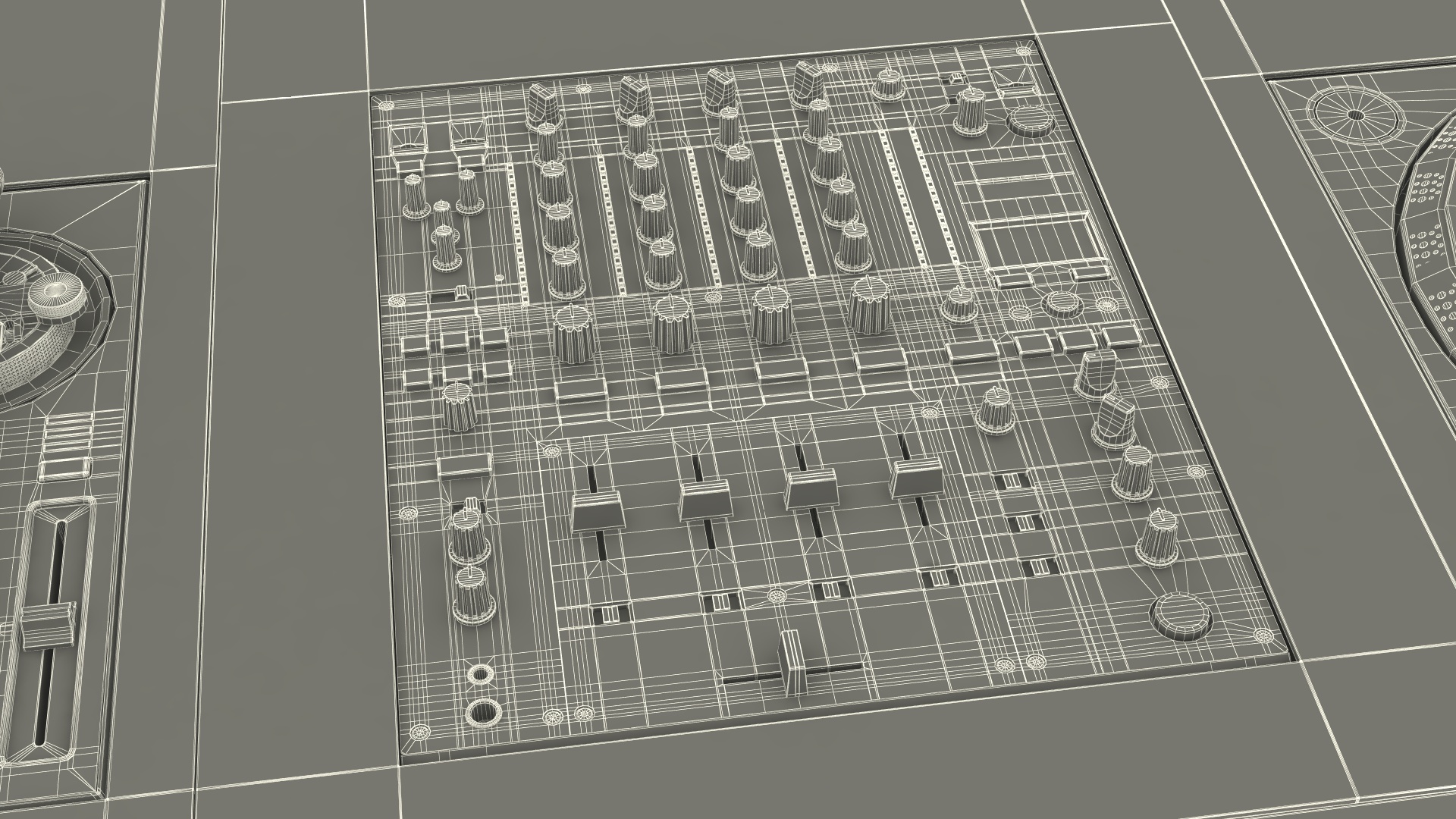 DJ Console with Mixer Pioneer and Purple Lighting 3D model