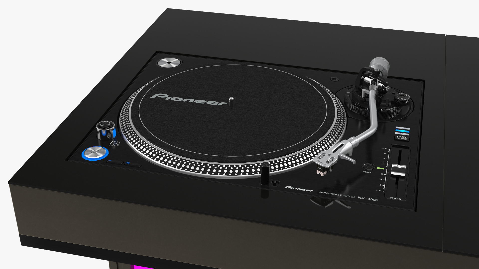 DJ Console with Mixer Pioneer and Purple Lighting 3D model