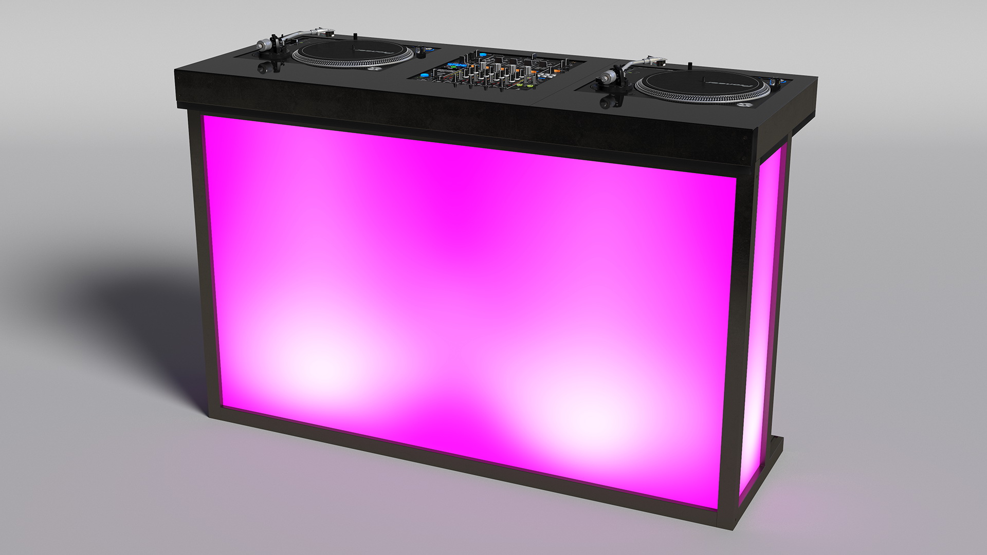 DJ Console with Mixer Pioneer and Purple Lighting 3D model
