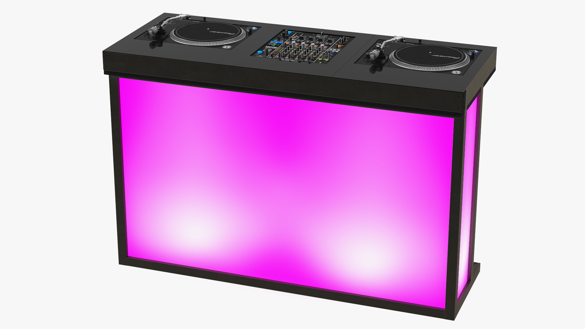 DJ Console with Mixer Pioneer and Purple Lighting 3D model