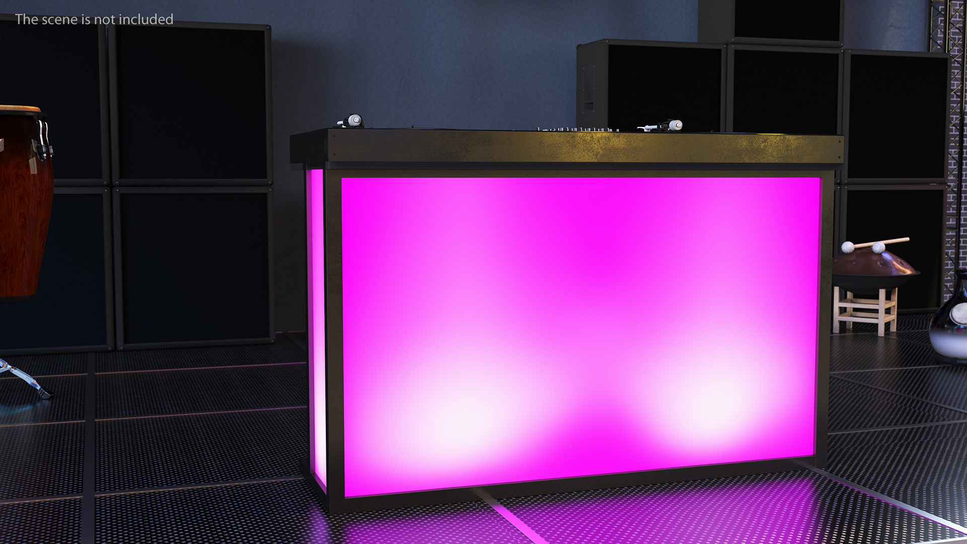 DJ Console with Mixer Pioneer and Purple Lighting 3D model