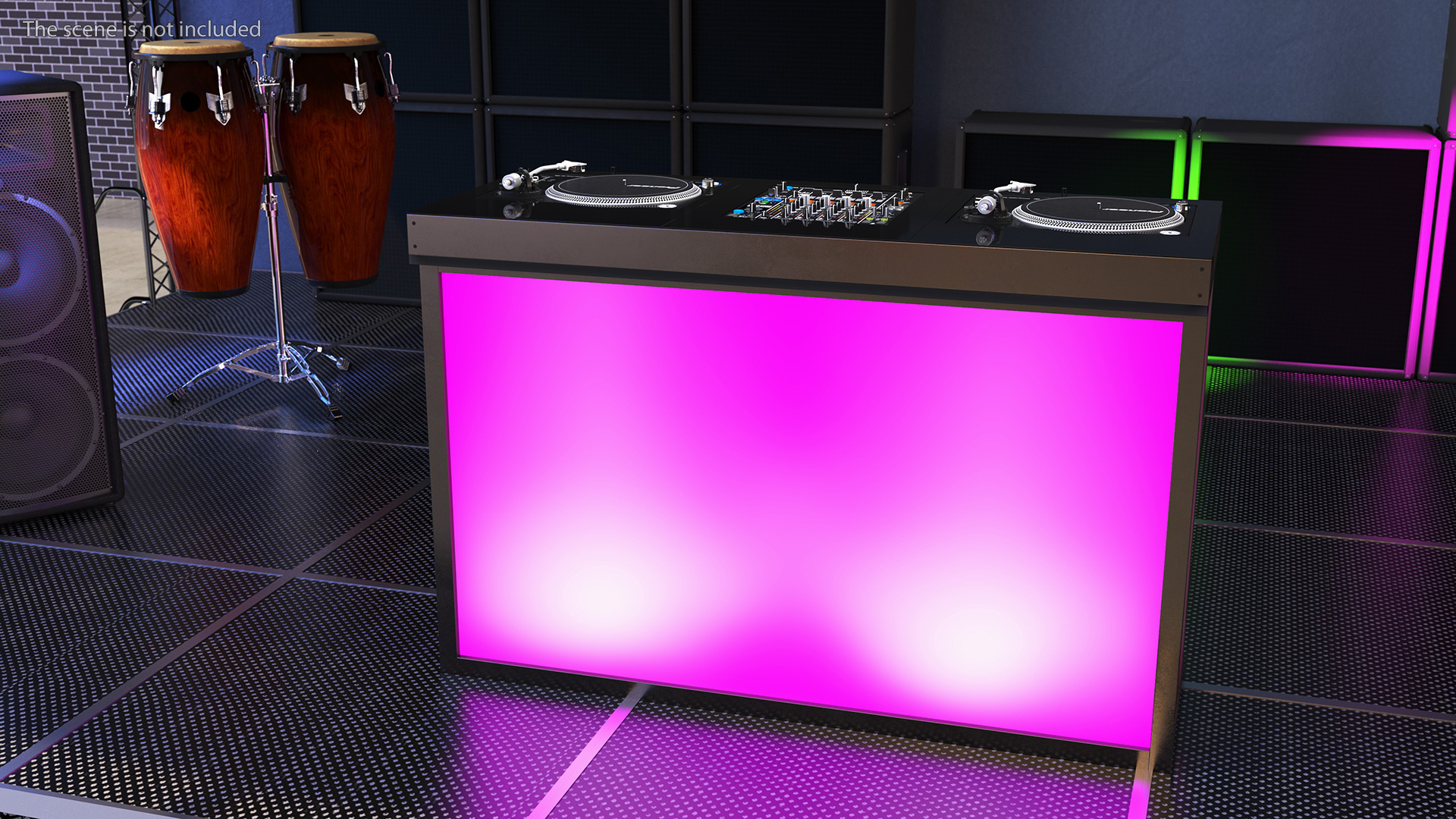 DJ Console with Mixer Pioneer and Purple Lighting 3D model