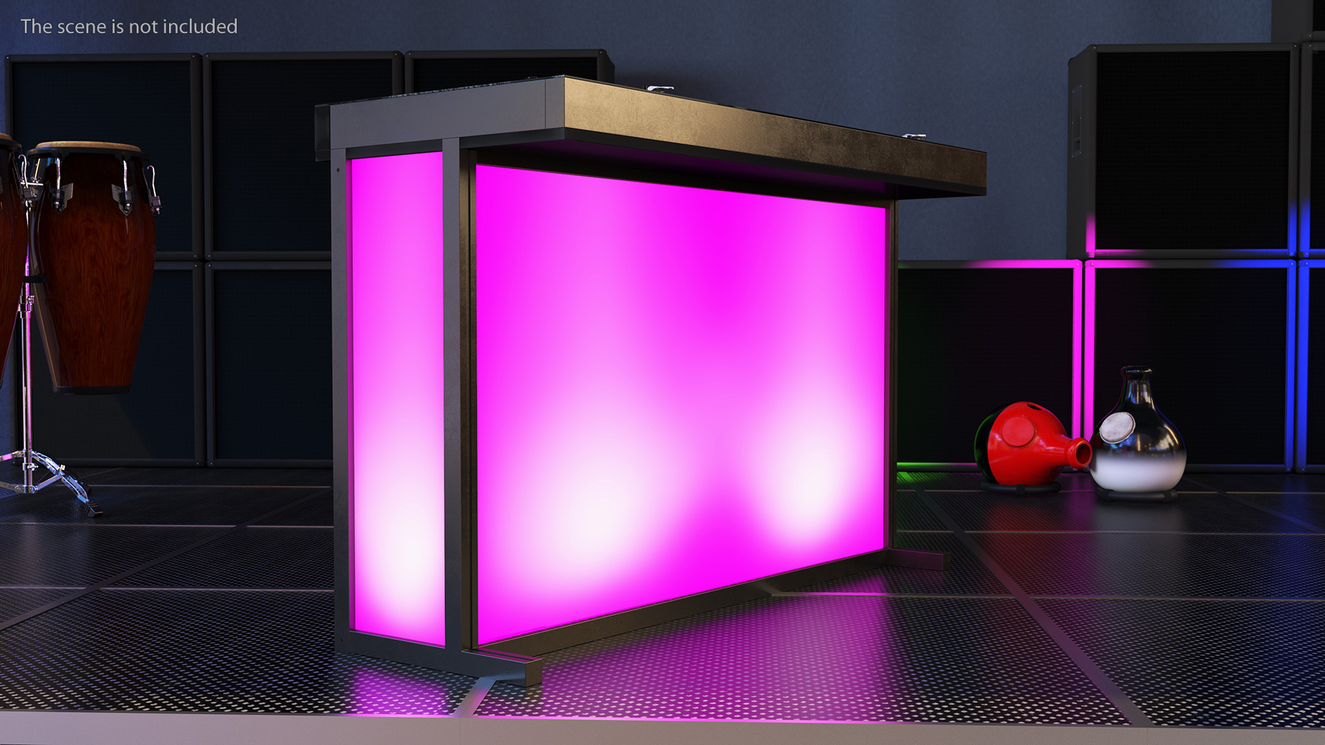 DJ Console with Mixer Pioneer and Purple Lighting 3D model