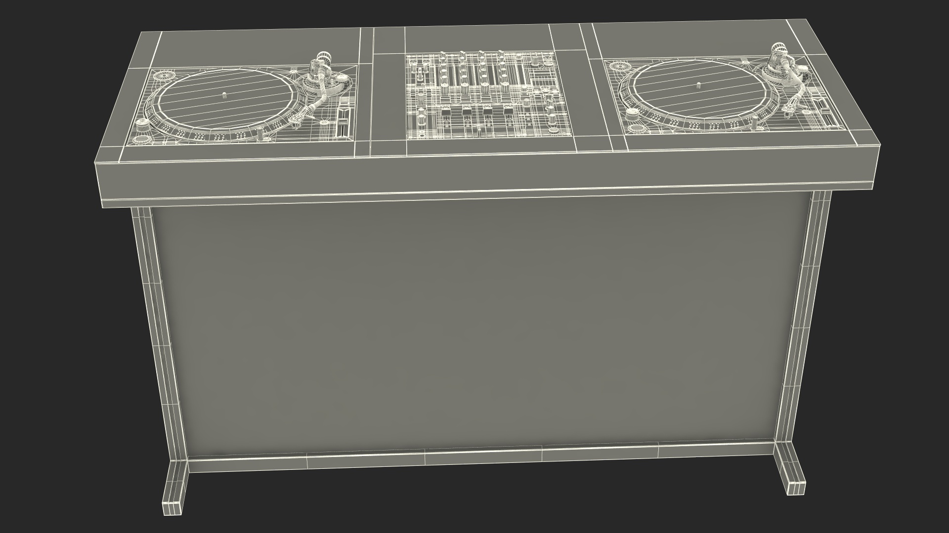 DJ Console with Mixer Pioneer and Purple Lighting 3D model