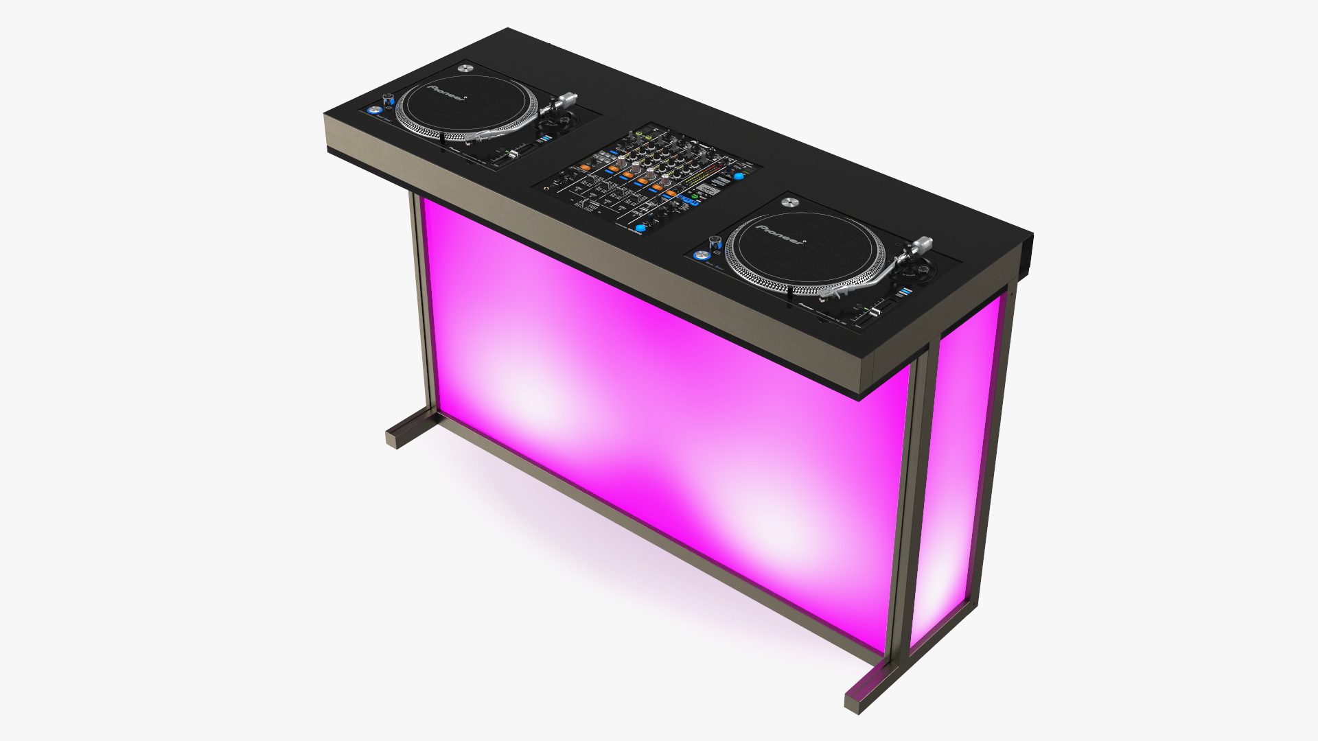 DJ Console with Mixer Pioneer and Purple Lighting 3D model