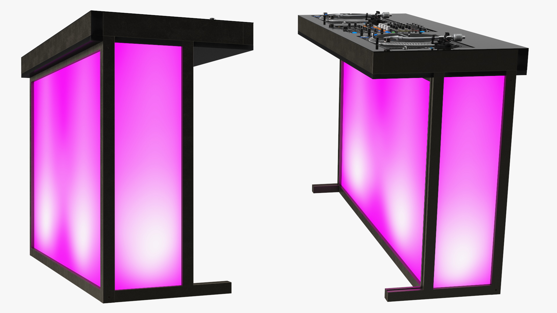 DJ Console with Mixer Pioneer and Purple Lighting 3D model