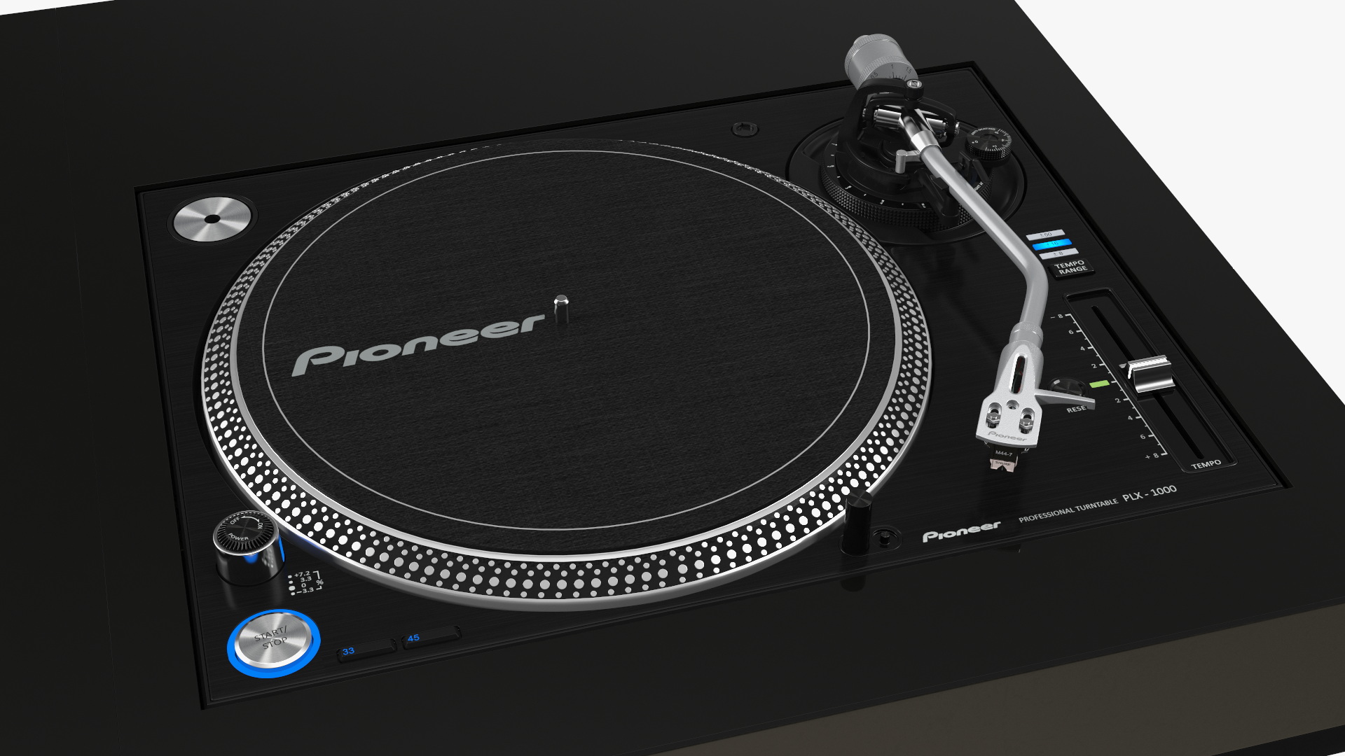 DJ Console with Mixer Pioneer and Purple Lighting 3D model