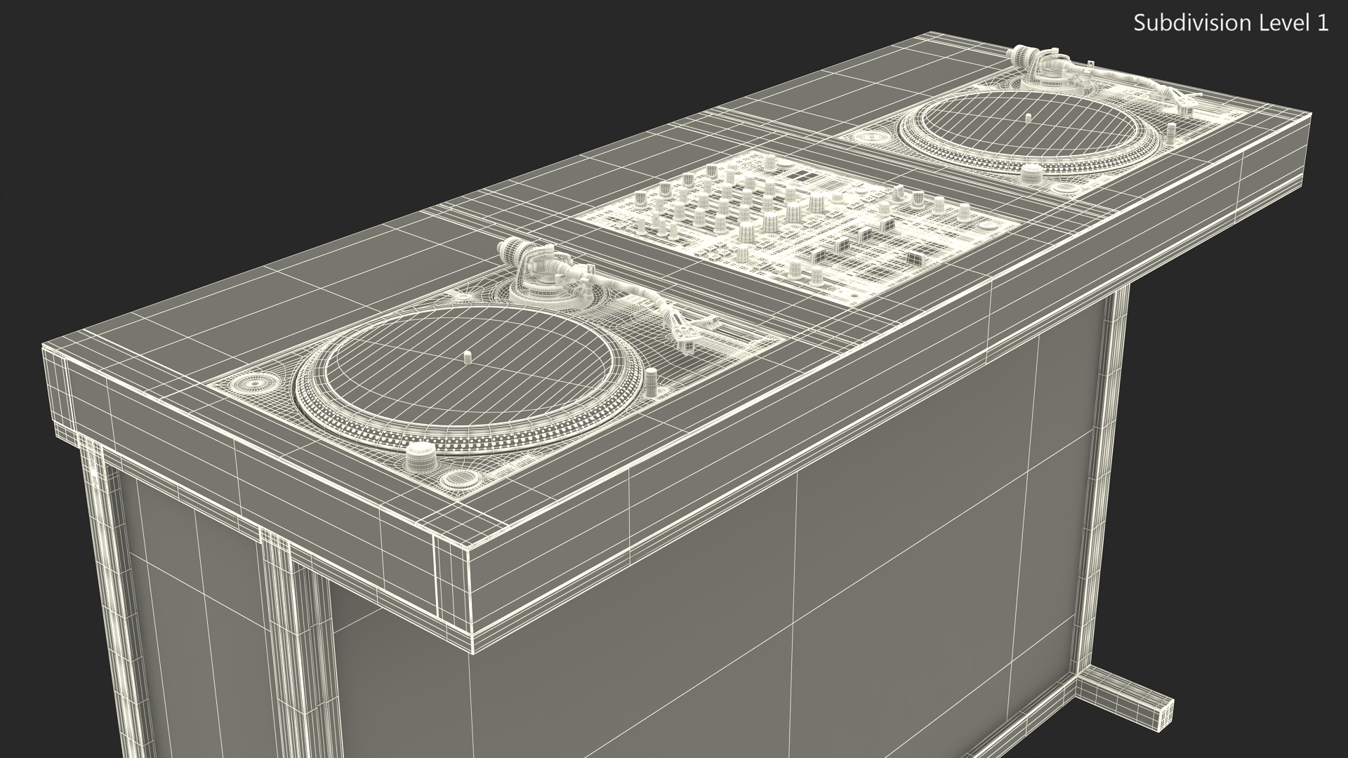 DJ Console with Mixer Pioneer and Purple Lighting 3D model