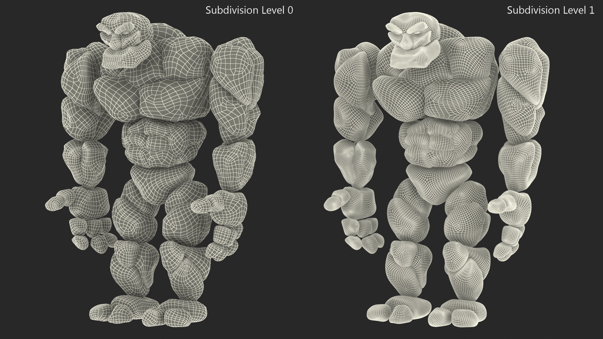 Stone Golem Cartoon Gray Stone Standing 3D model