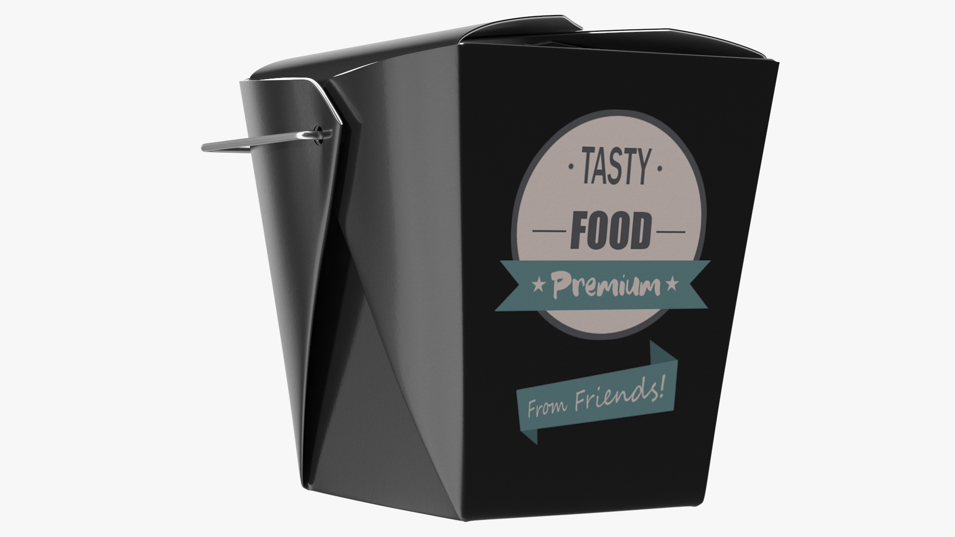 Black Paper Chinese Takeout Box 16 Oz 3D