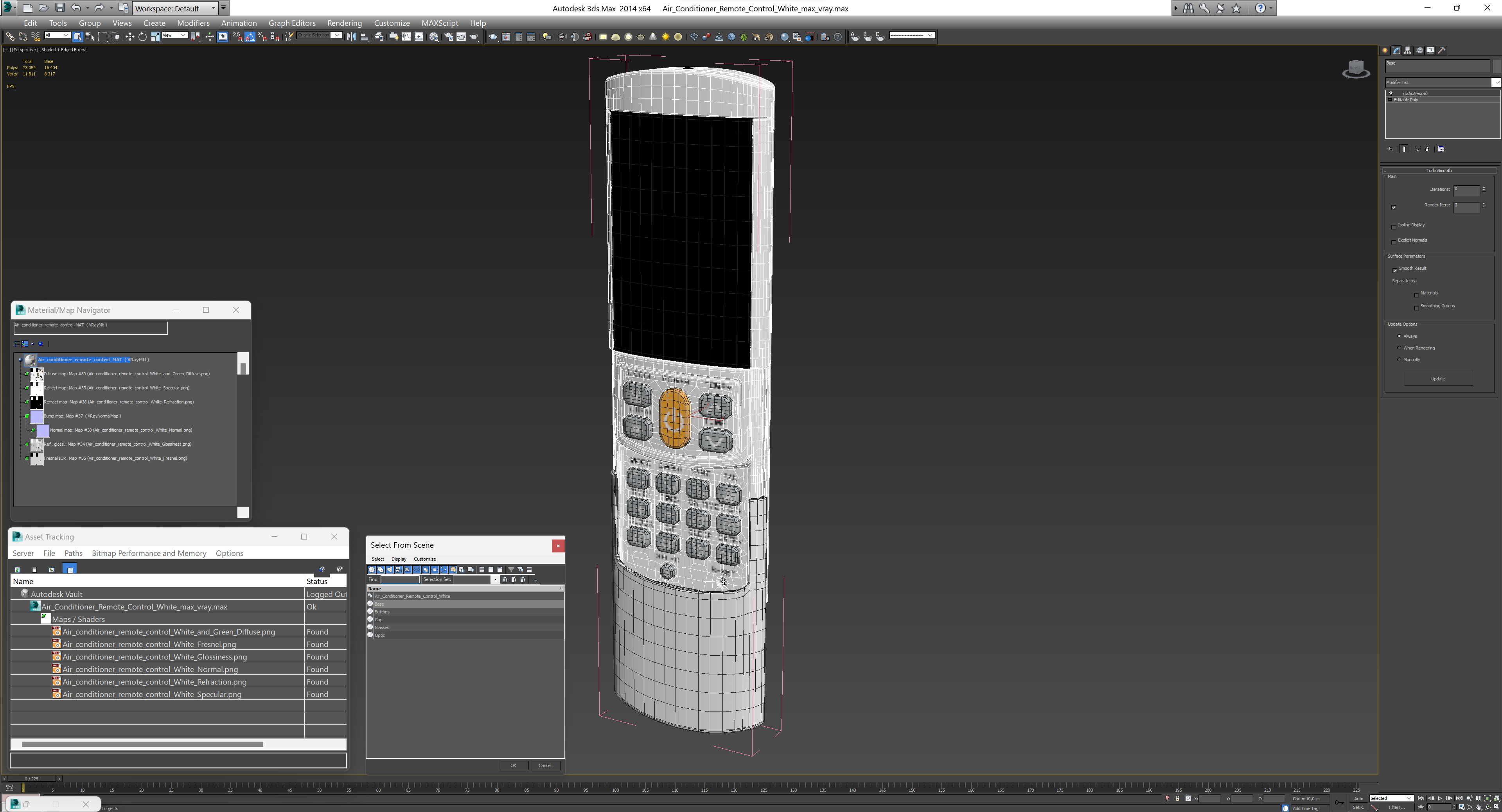 3D Air Conditioner Remote Control White
