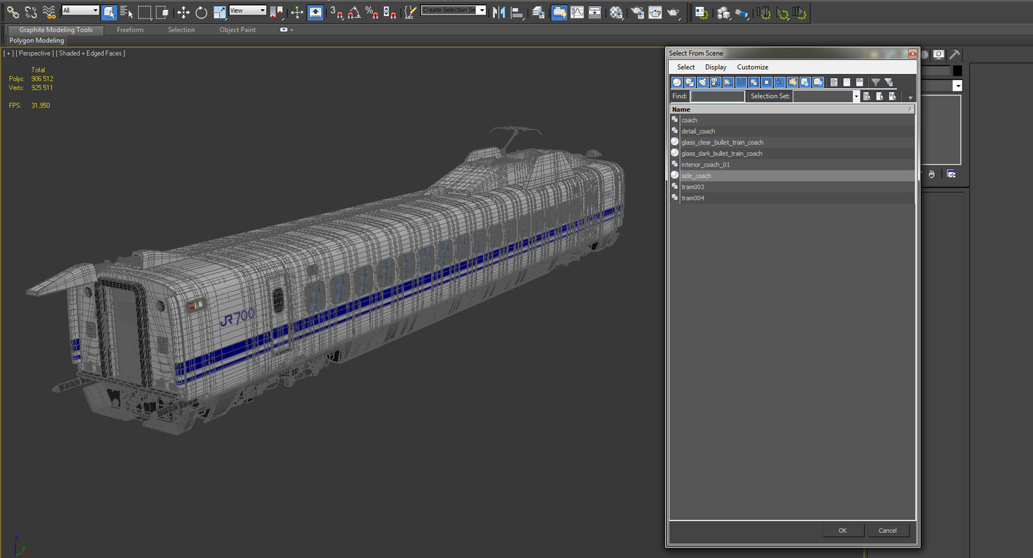 Bullet Train JR700 Passenger Car Japan Railways 3D