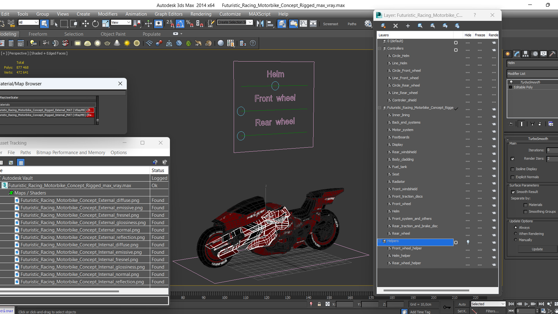 Futuristic Racing Motorbike Concept Rigged 3D