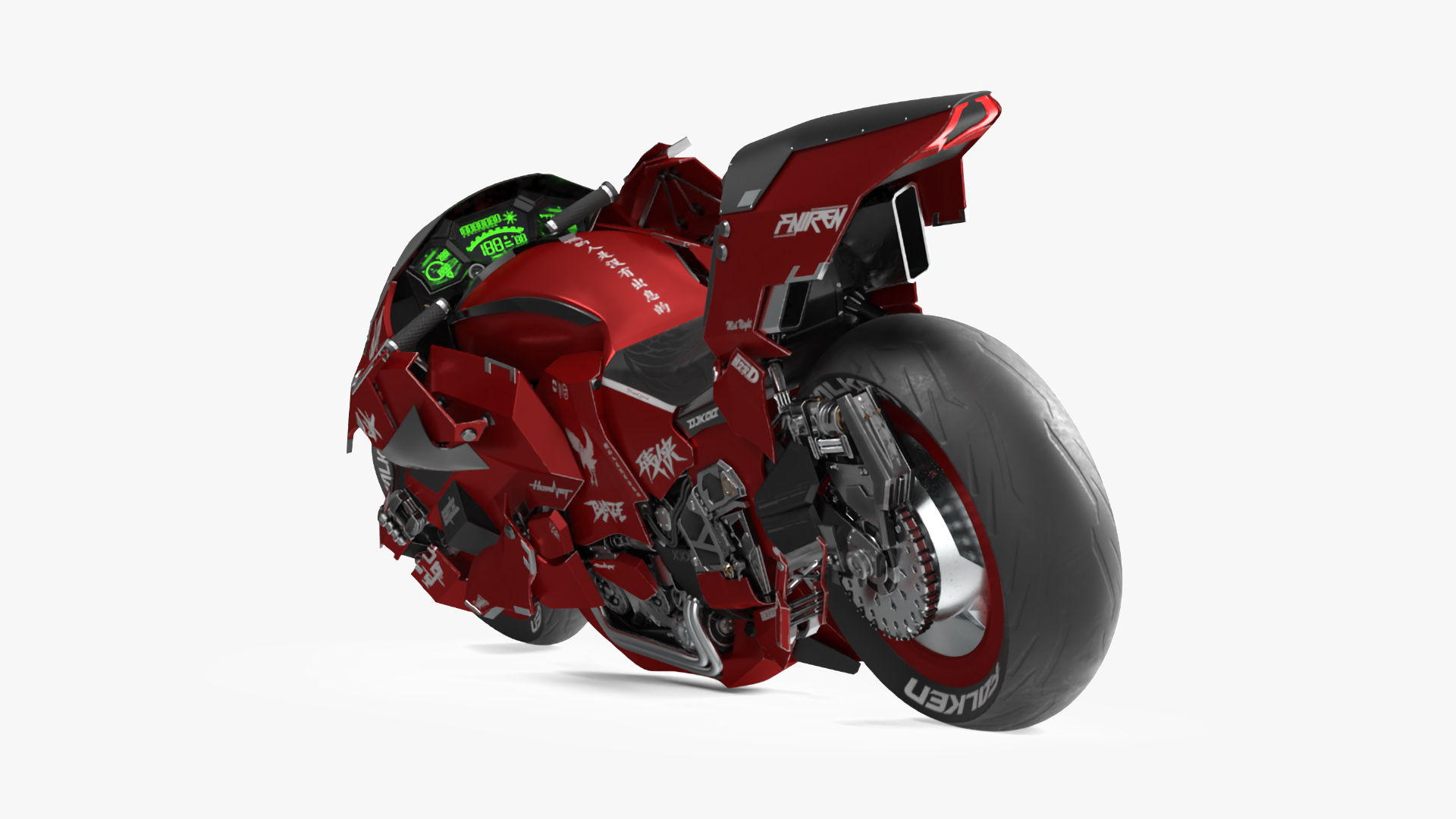 Futuristic Racing Motorbike Concept Rigged 3D