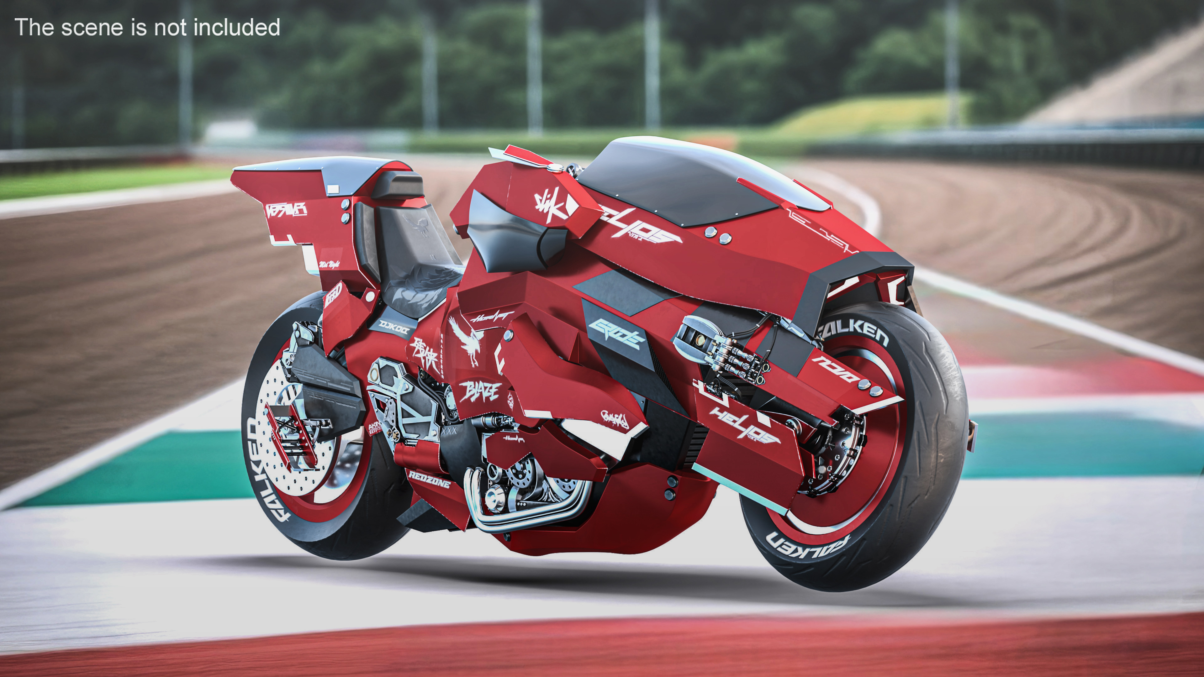 Futuristic Racing Motorbike Concept Rigged 3D