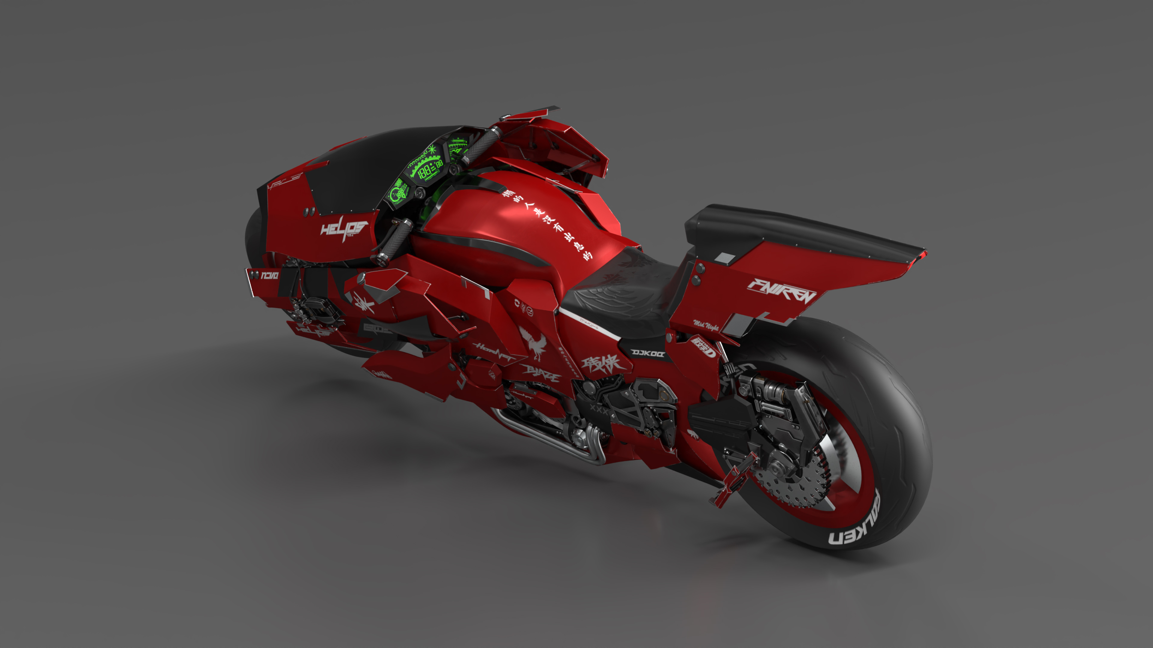 Futuristic Racing Motorbike Concept Rigged 3D