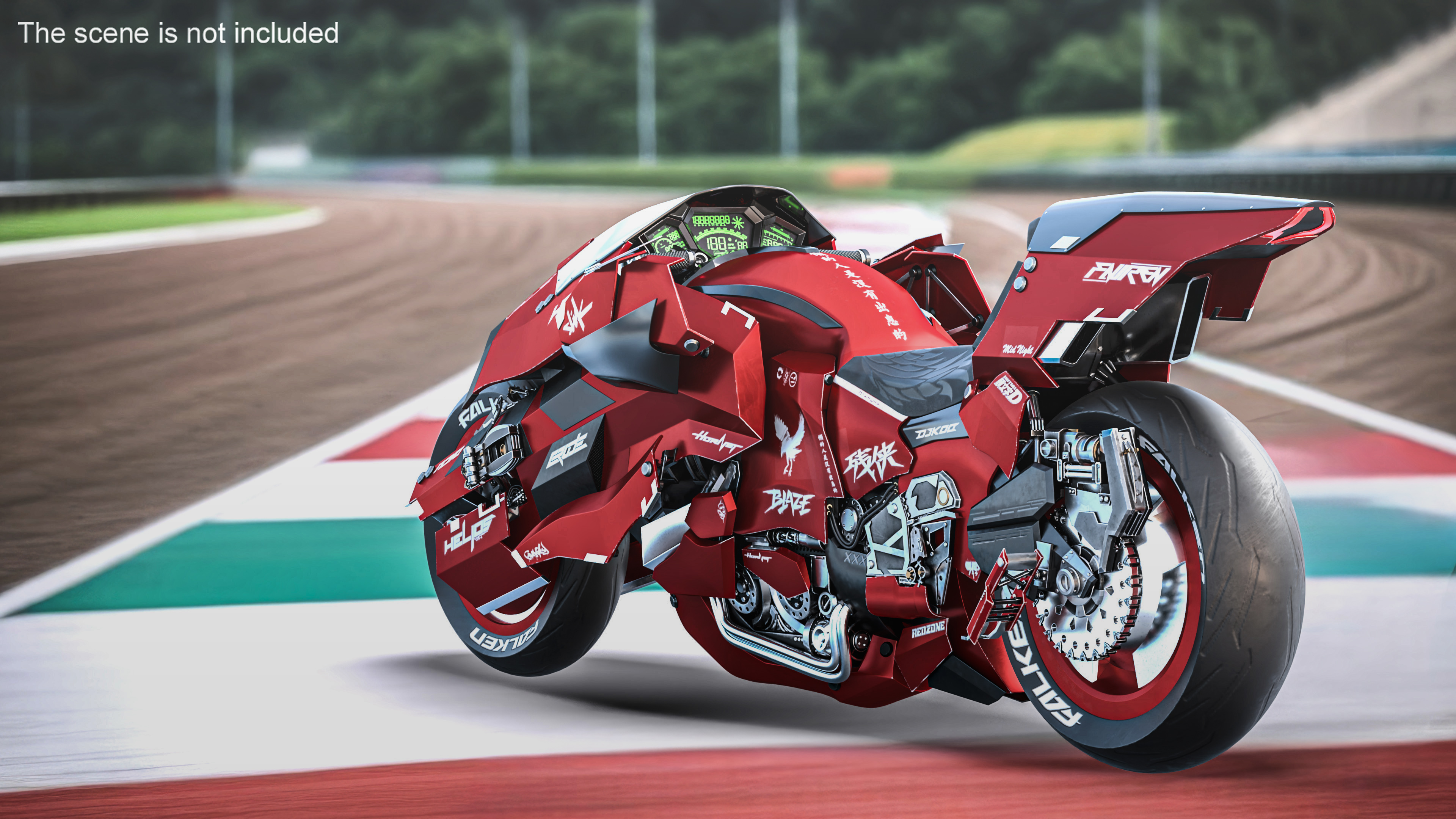 Futuristic Racing Motorbike Concept Rigged 3D