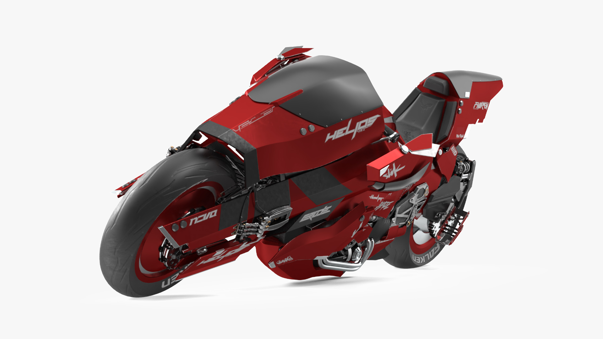 Futuristic Racing Motorbike Concept Rigged 3D