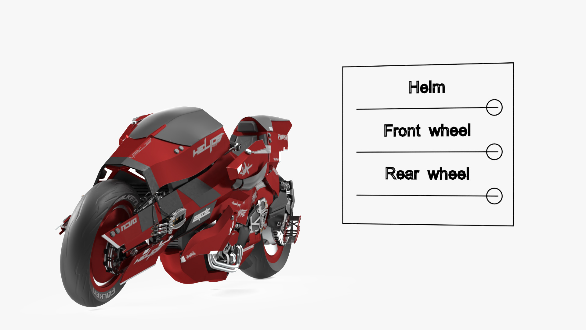 Futuristic Racing Motorbike Concept Rigged 3D