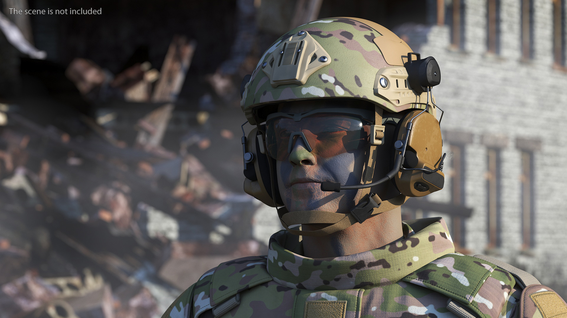 3D model Soldier in Green Gear and Assault Rifle Rigged for Cinema 4D