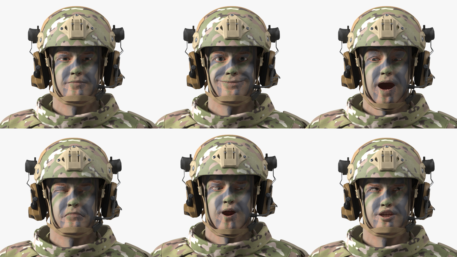 3D model Soldier in Green Gear and Assault Rifle Rigged for Cinema 4D