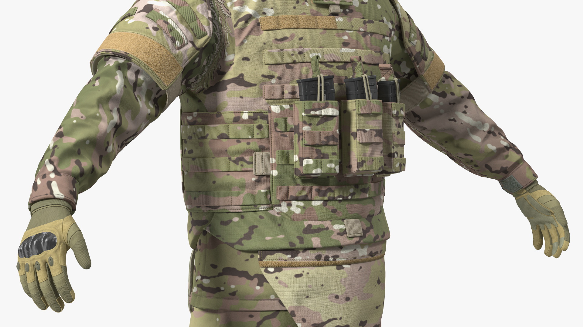 3D model Soldier in Green Gear and Assault Rifle Rigged for Cinema 4D