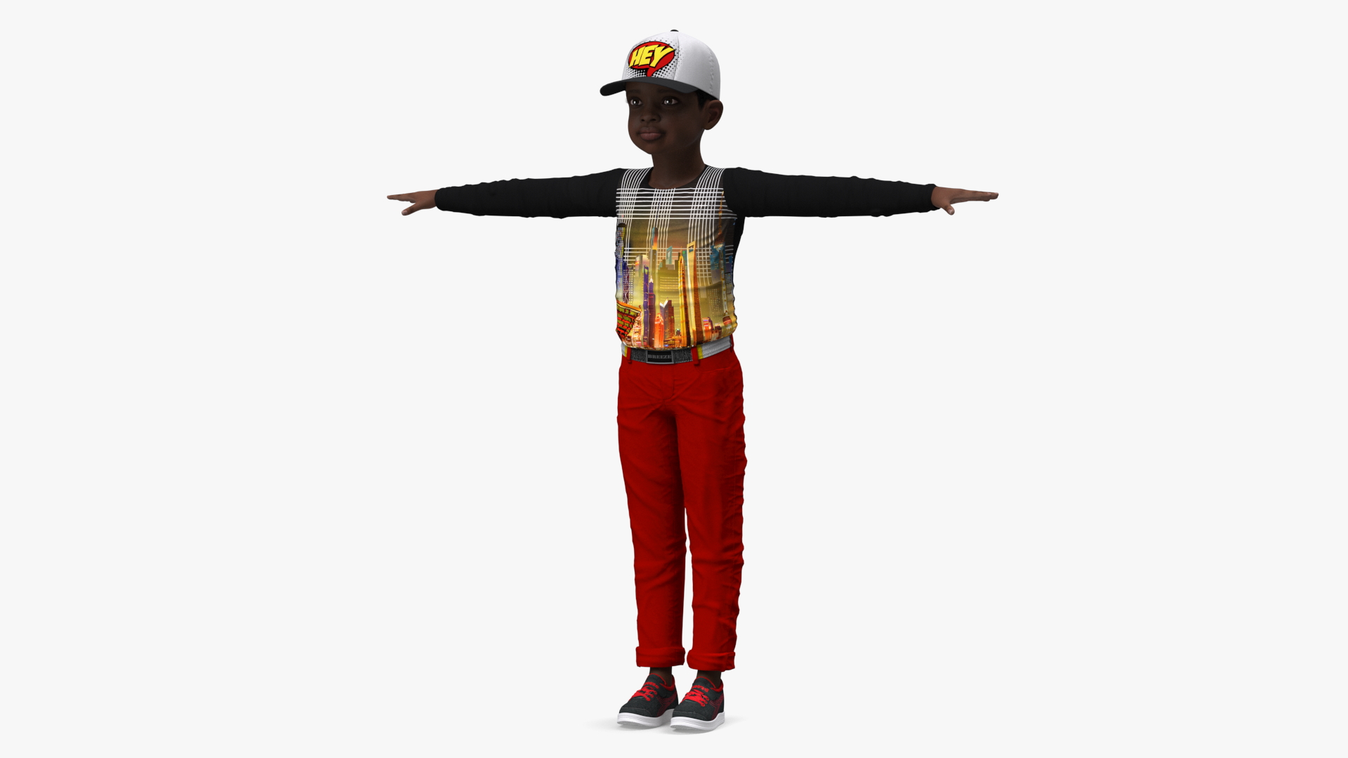 3D model Black Child Boy Street Style T-Pose
