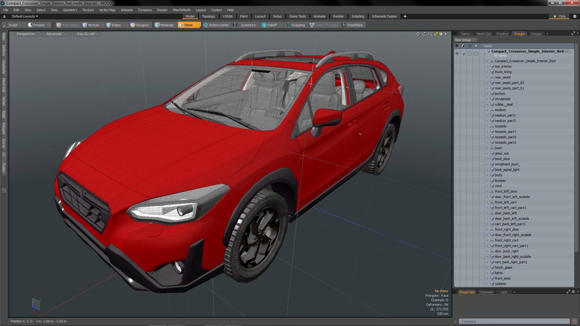 Compact Crossover Simple Interior Red 3D
