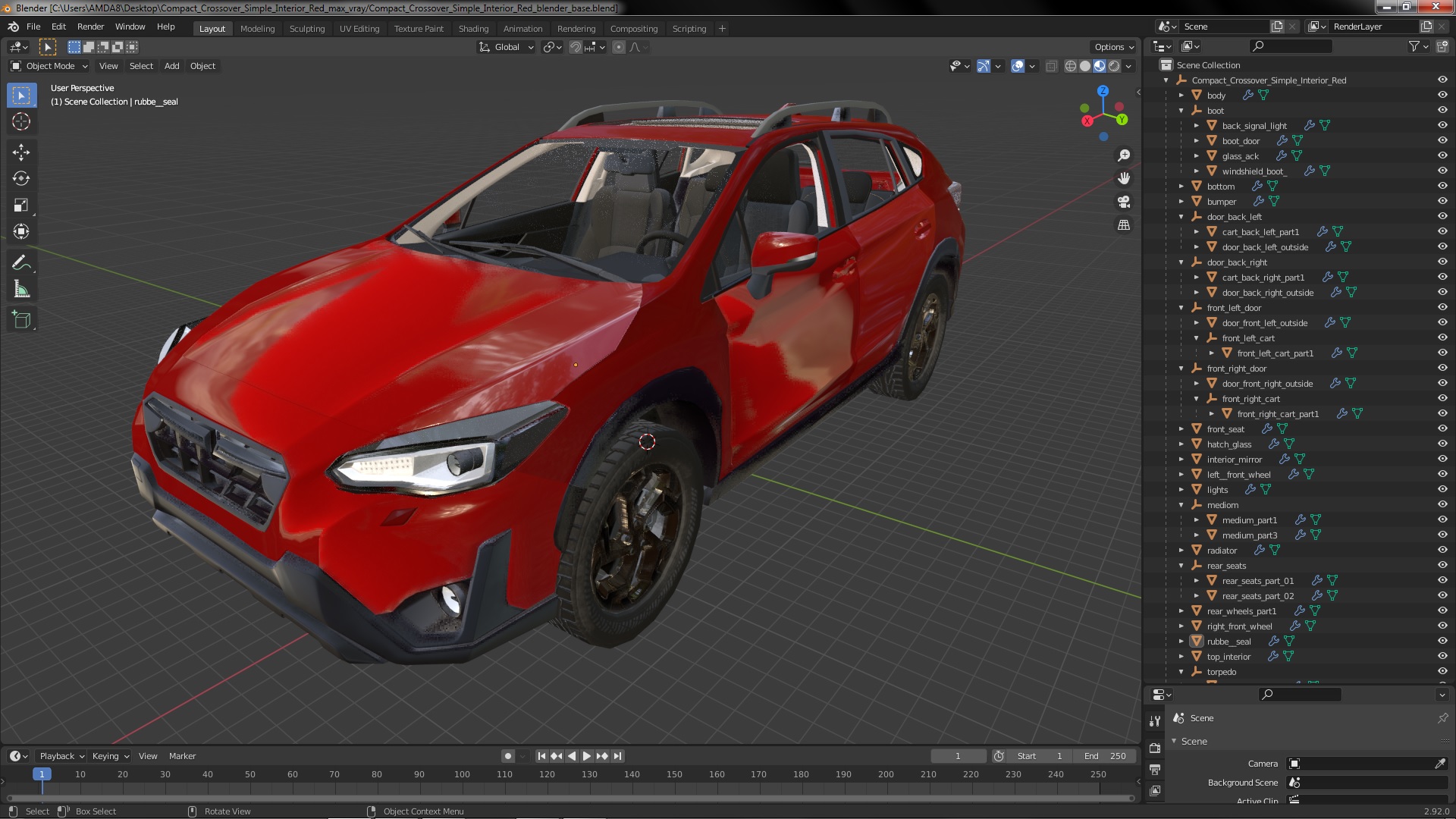 Compact Crossover Simple Interior Red 3D