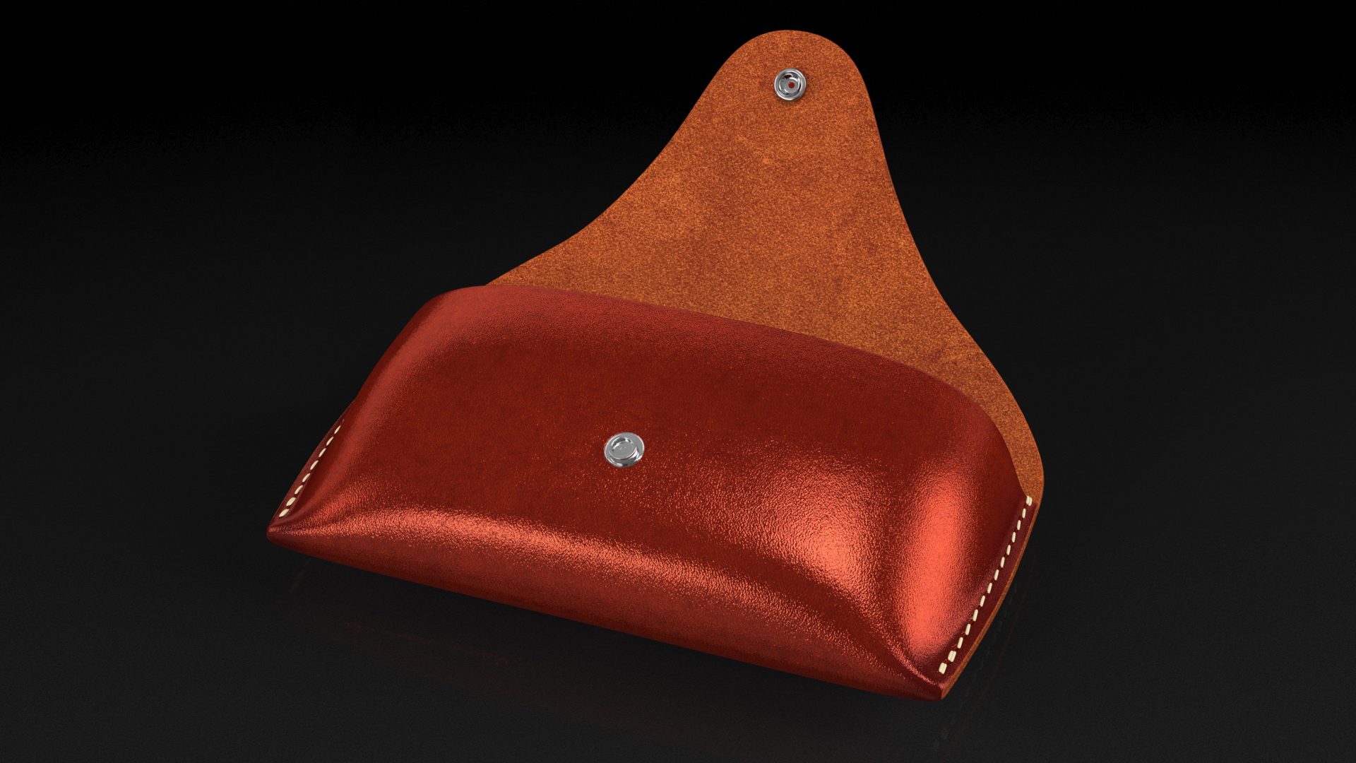 Leather Sunglasses Case Open Brown 3D model