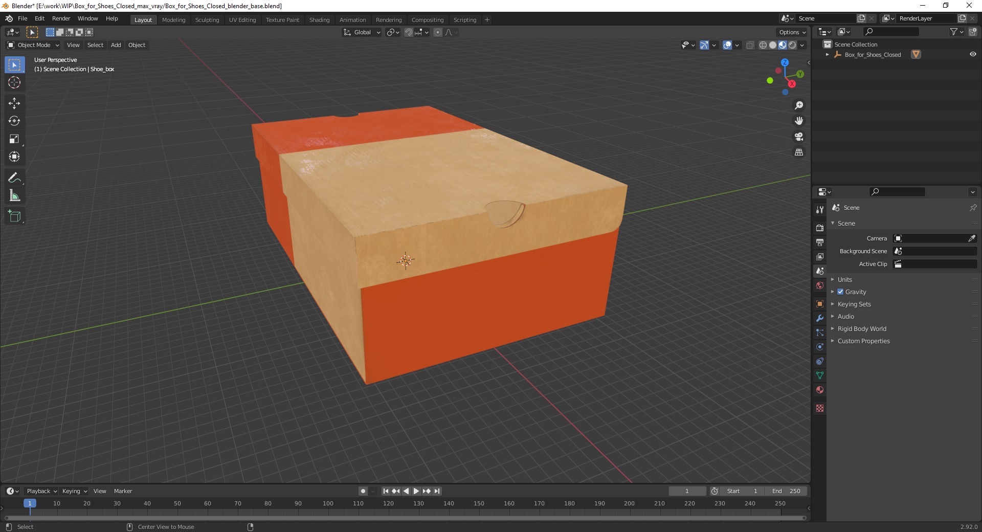 3D model Box for Shoes Closed