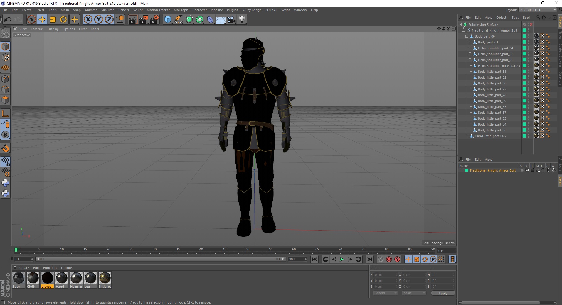 Traditional Knight Armor Suit 3D model