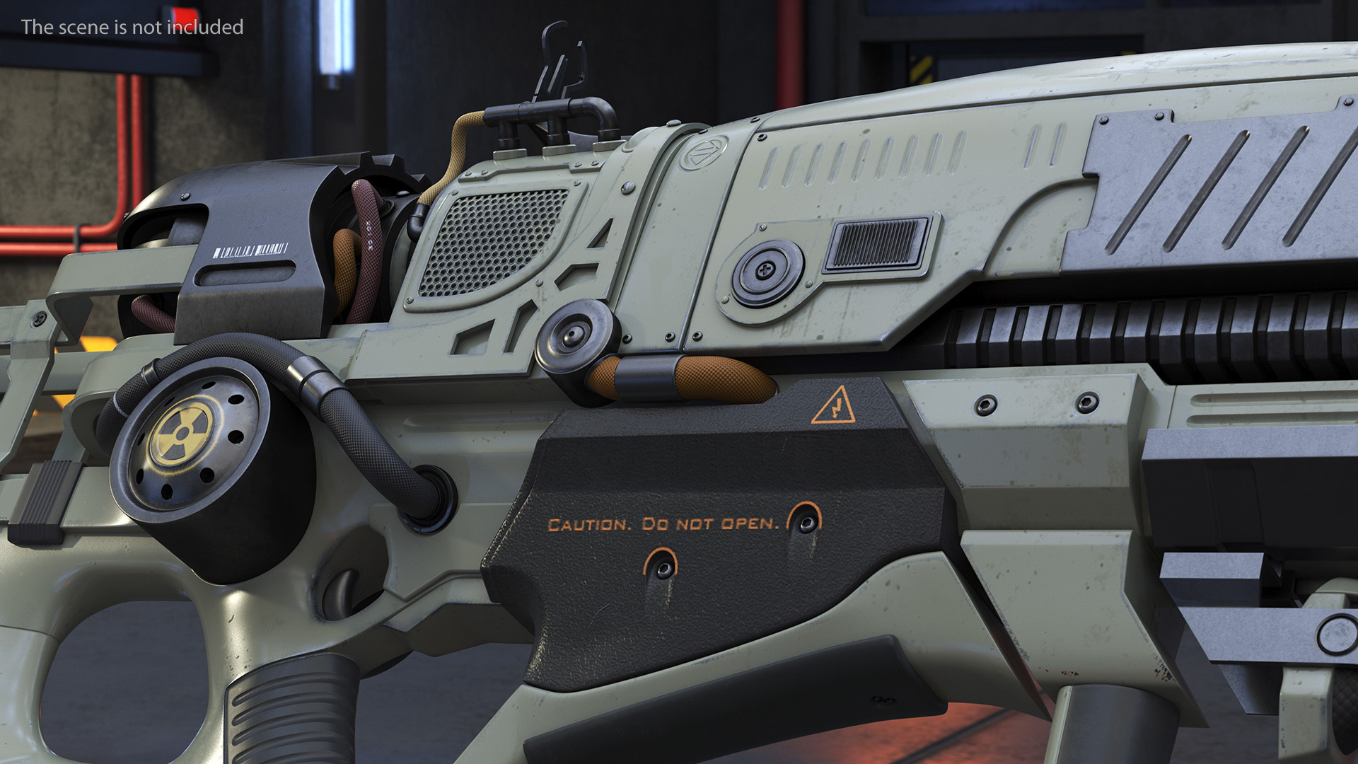 3D model Futuristic Rifle with Bayonet Green
